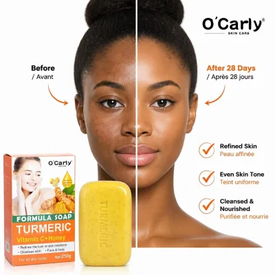 Wholesale O'Carly Skincare Products Turmeric Vitamin C Herbal Solid  Anti-Acne Whitening Moisturizing Skin Lightening Soap