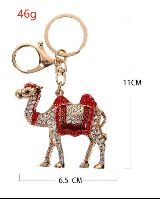 Figurines Bag Charm Ornament Enamel Diamond Camel Statues Animal Metal KeyChain Keyfob Glitter Rhinestone Crystal Camel Keychain