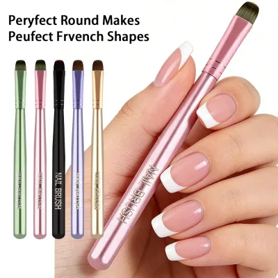 Professional Metal Handle French Manicure Brush UV Gel Polish Painting Brush Nail Art Pen for Salon & DIY