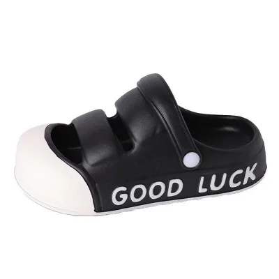 2024 Women's New Summer Fashion Color Combination Thick Sole Increase Sandals Eva Double Strap Wearing Beach Slippers