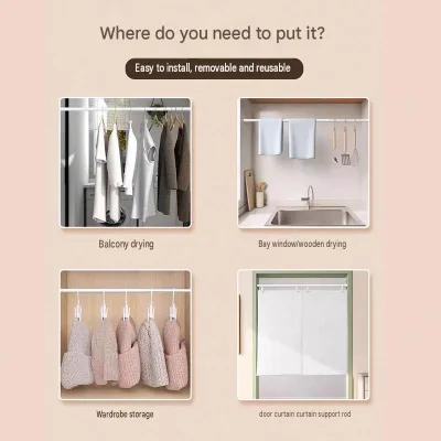 Expandable Shower Curtain Rod, No Drilling, Base, Custom Sizes, Multiple Colors Available, Direct Manufacture