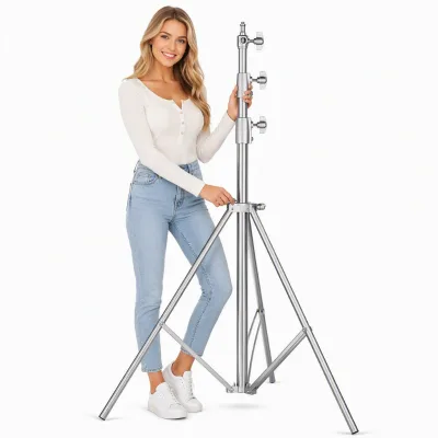 2.8m Heavy Duty Stainless Steel Folding Light Stand for Video/Photography Ring Light/Studio Strobe
