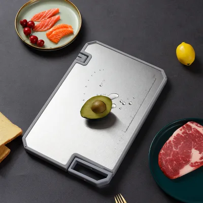 Stainless Steel Square Cutting Board PP Plastic Surface Mold-Resistant Antibacterial Double-Sided Design for Home Kitchen Use