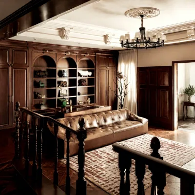 High-End Interior Design Service Villa Custom Classical Study Library Furniture Whole House Solution