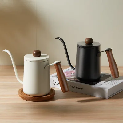 New Arrival 350ml Stainless Steel Coffee Tea Pot With Walnut Handle Pour Over Coffee Kettle Gooseneck Coffee Kettle