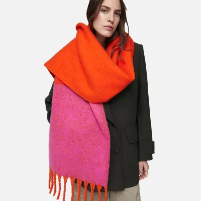 Y-Z Design Fringe Mohair Ladies Tassel Neck Warmer Chunky Travel Scarf Wrap Shawl for Women Soft Warm Winter Scarf