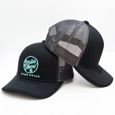 Contrast White Stitching Mesh Hat Custom Embroidery Company Event Promotional Souvenir Wholesale Customizable Brand Trucker Cap