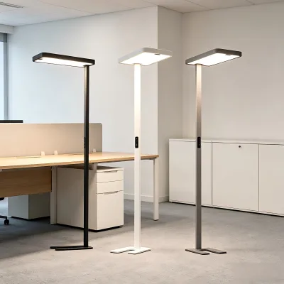 LED Floor Lamp Modern Nordic Design Minimalistic Aluminum Standing Light with Dimmer UGR < 13 Flicker-Free for Office Use
