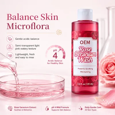 Premium Rose Geranium Feminine Wash OEM Manufacturer Intimate Care Custom Formulation EU CPSR ASEAN Cosmetic Directive Compliant