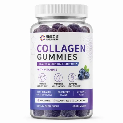 Factory Direct Collagen Gummies Chewable Blueberry Flavor Vitamin E Added for Skin Care Beauty Support