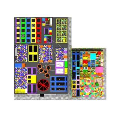 Colorful Kids Indoor Play Center with Jumping Trampoline Slides and Obstacle Games Soft Play Equipment