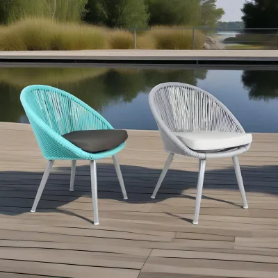 Multiple Colors Waterproof Rattan Chair Outdoor Furniture Garden Dining Chair UV Resistant Cafe Bistro Chair With Cushion