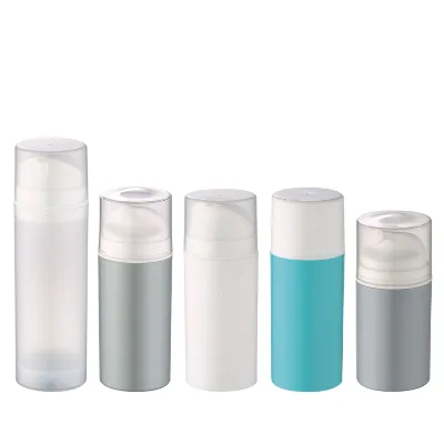 Cylindrical 30ML 50ML White Blue Grey Plastic Airless Pump Bottle With Popular Lotion Pump Bottle