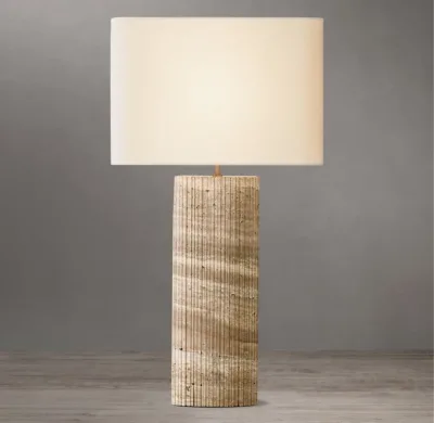 Modern Vertical Recessed Brass Table Lamp Rectangular Fabric Lampshade E14/E26 Bulb Suitable for Bedroom Living Room Study Decor