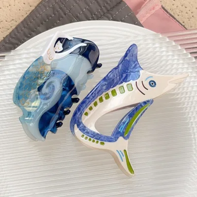 Customizable Mermaid Hair Claw Clip Acetate Tuna Hair Claw Animals Cute Hairgrips Design
