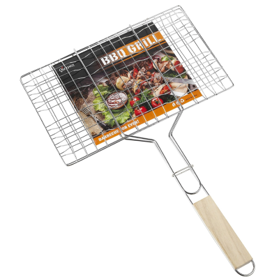 Metal Grilled Fish Clip Mesh BBQ Camping Barbecue Grill for Steak Chicken Wings Sausage Hamburger Patties