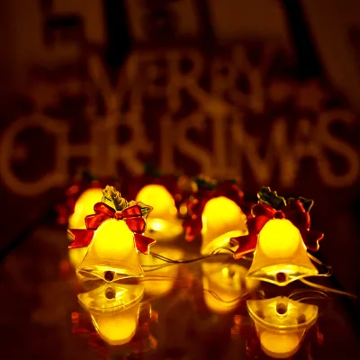 Christmas Bell LED String Lights Decor Lights Waterproof Xmas Tree Hanging Lamp Holiday Party Home Decorative Lighting