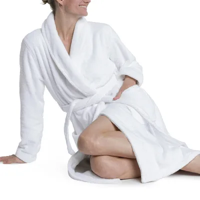 100% Pure Cotton White Bathrobe and Slippers Set Bathroom Luxury Personalized Embroidery Set for Hotel Spa Bathrobe