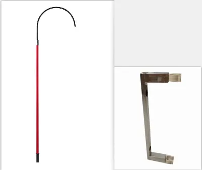 Fiberglass Rescue Rod With Metal Hook 1.8M 35KV 45KV Yellow and Red Color