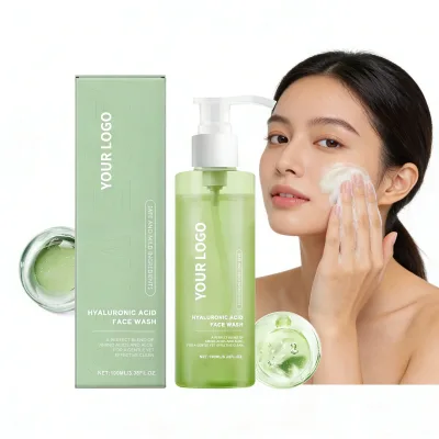 Wholesale Hydrating Herbal Oil Control Face Wash Hyaluronic Acid Moisturizing Brightening Anti-Aging Skin Facial Cleanser