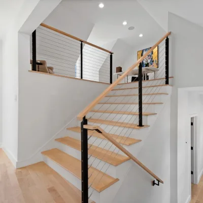 Bespoke Minimalist Stainless Steel Cable Railing Custom Layout for Modern Home Staircase & Villa Stair Renovation Projects