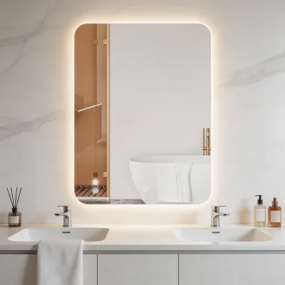 Factory Direct LED Smart Modern Frameless Mirror With Led Light Hotel Bathroom Wall hang Mirror