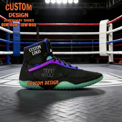 Oem Factory Men's Training Gym Wrestling Lace-Up Custom Boxing Boots Grip Shock Resistant Custom Boxing Shoes Boots