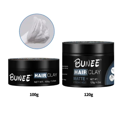 OEM 100g Bunee Organic Matte Hair Clay Middle Hold Hair Styling Cream Gel Matte Hair Clay Paste for Men