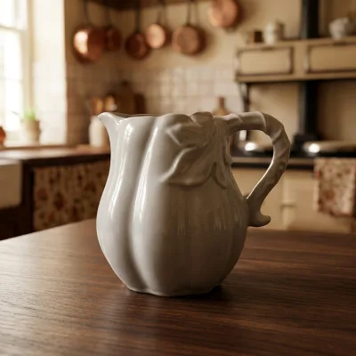 Cheap Price Plain White Halloween Pumpkin Shape Ceramic Milk Jug