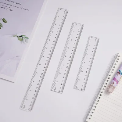 Student Double-Sided Transparent ABS Plastic 30cm 20cm 15cm Printed Ruler School Stationery and Drawing Art Tools