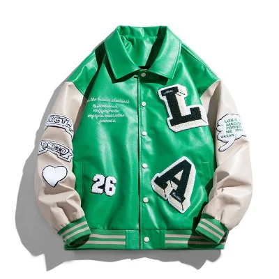 Custom Chenille Embroidery Mens Letterman Varsity Jacket Custom Baseball College Jacket Leather PU Motorcycle Bomber Jacket
