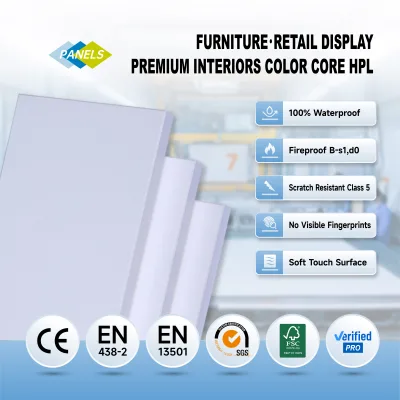 PANELS Durable Anti Slip Waterproof Fire Resistant Laminate Surface for Exterior Outdoor Bathroom Kitchen Modern Design Color