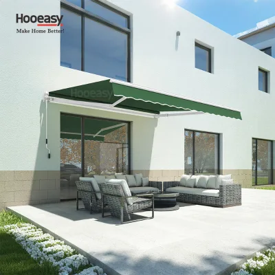 Outdoor Garden Window Door Patio Deck Balcony Yard Manual Crank Handle Aluminum Frame Retractable Awnings