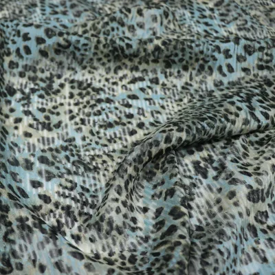 Beautiful Hot Sale Original Custom Printing Silk Cotton Fabric Elegant Leopard Sexy Green Blue Vintage for Bedding Pants Pajama