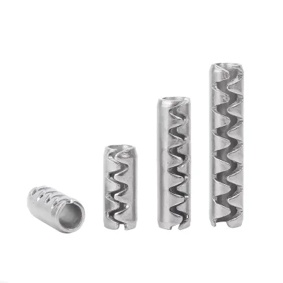 Stainless Steel Heavy Duty Toothed Slotted Spring Pins with Serrated Slot