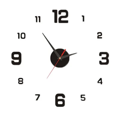40 CM Self-adhesive DIY Plastic Wall Clock 3D Acrylic Sticker Home Decoration Silent Battery Operated