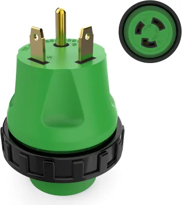 30A to 15A RV Power Cord Connector NEMATT-30PP Male to L5-30R Female 3-Prong 125V AC Camper Van Generator Adapter