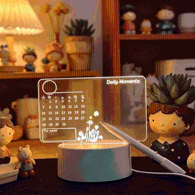 Blank 3D LED Message Board, Erasable Acrylic Memo Board With Creative Writing Pen, Reusable LED Message Sign