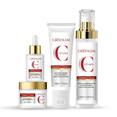 Private Label Wholesale Manufacturer OEM ODMGREENLEM Anti-Wrinkle Anti-Aging Vitamin C Niacinamide Glycerin Hyaluronic Acid Set