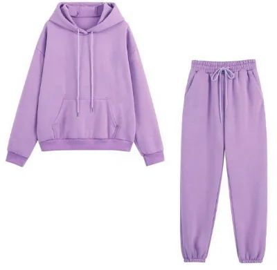 OEM Custom Logo Fall Hooded Pullovers Women Long Sleeve Sweatpants Eco-Friendly Breathable Cotton/Spandex Tracksuits Jogging Set