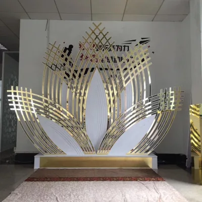 Kingly Mirror Gloss Portable Background Stand Lotus Acrylic Wedding Backdrop Stand Customized Color High Quality Modern Design