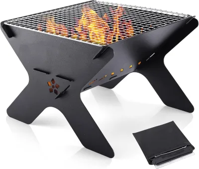 OEM Heavy Duty Iron,Campfire for Picnic Patio Backyard Firepit,Outdoor Cooking Bonfire BBQ Portable Folding Charcoal Grills