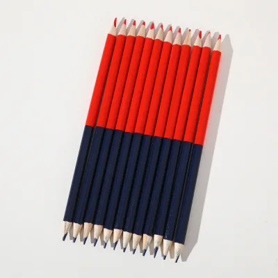 High Quality Customizable Wooden Hexagon Colored Pencils-Red and Blue School Kid Drawing Wholesale Manufacturers