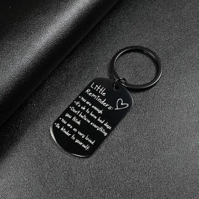 Inspirational Little Reminders Keychain Engraved "You Are Enough" Positive Quotes Tag Pendant Mental Health Self Care Gifts