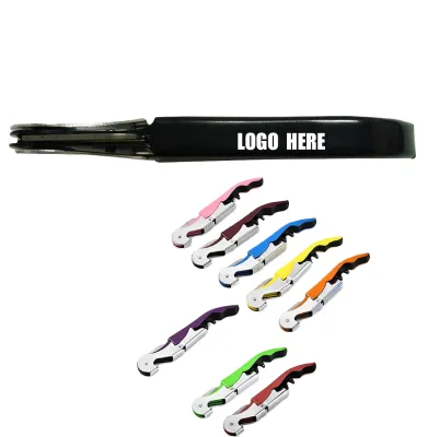 Custom Wholesale 3 in 1 Waiter Restaurant Wine Bottle Opener Stainless Steel Carbon Steel Folding Corkscrew for Promotional Use