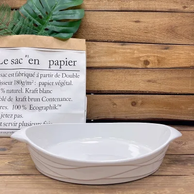 Heat Resistant Baking Utensil White Porcelain Baking Dish Ceramic Baking Utensil