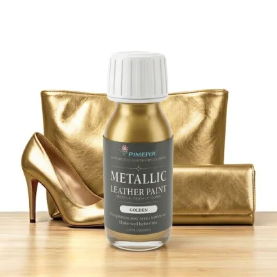 Wholesale Golden Metallic Direct Dye Leather Paint High Shine Finish Water Based Non Toxic Won't Crack Peel Fade Shoes Bags