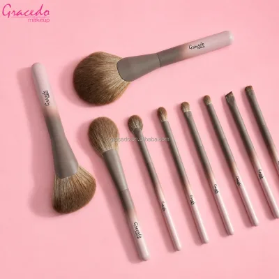 Private Label 9-Piece Gradient Pink Professional Makeup Brushes Set Concealer Custom Logo Premium Nylon Hair Travel-Friendly