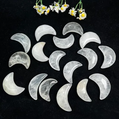 Natural Crystals Moon Healing Stone 5-6 cm Clear Quartz Moon