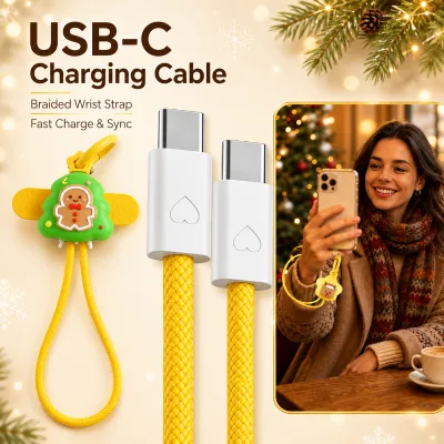 OEM ODM Christmas Wrist Strap 60W Charging Cable Emotional Value USB Type C Universal Cell Phone Tablet 60W Fast Charger Cable